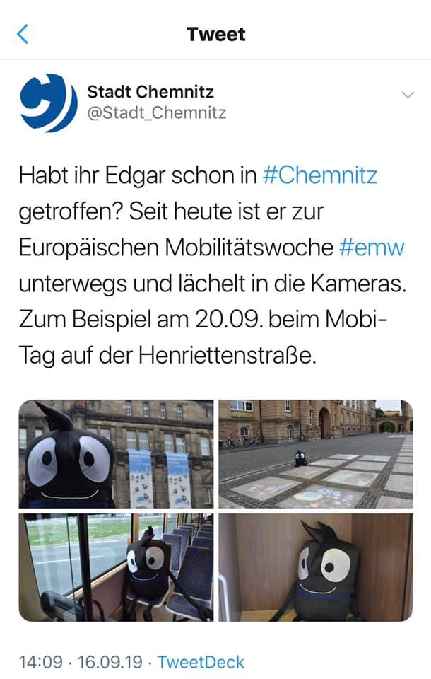 Die Stadt Chemnitz hat ein neues Maskottchen. Wer erkennt, was es darstellen soll?